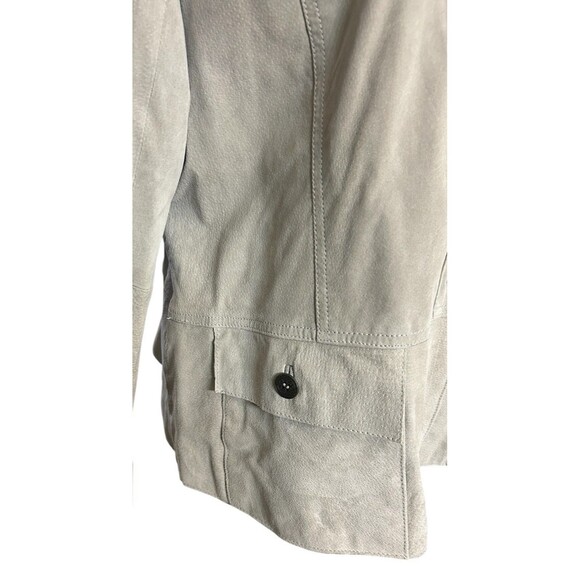 Chico's Womens  Size 3 Gray Leather Suede Jacket Button Up Lined Business Casual - Picture 7 of 9